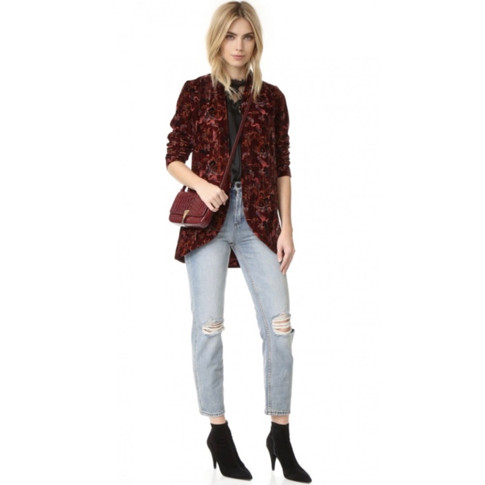 Free People Print Crinkle Velvet Slouchy Jacket - Picture 12 of 12